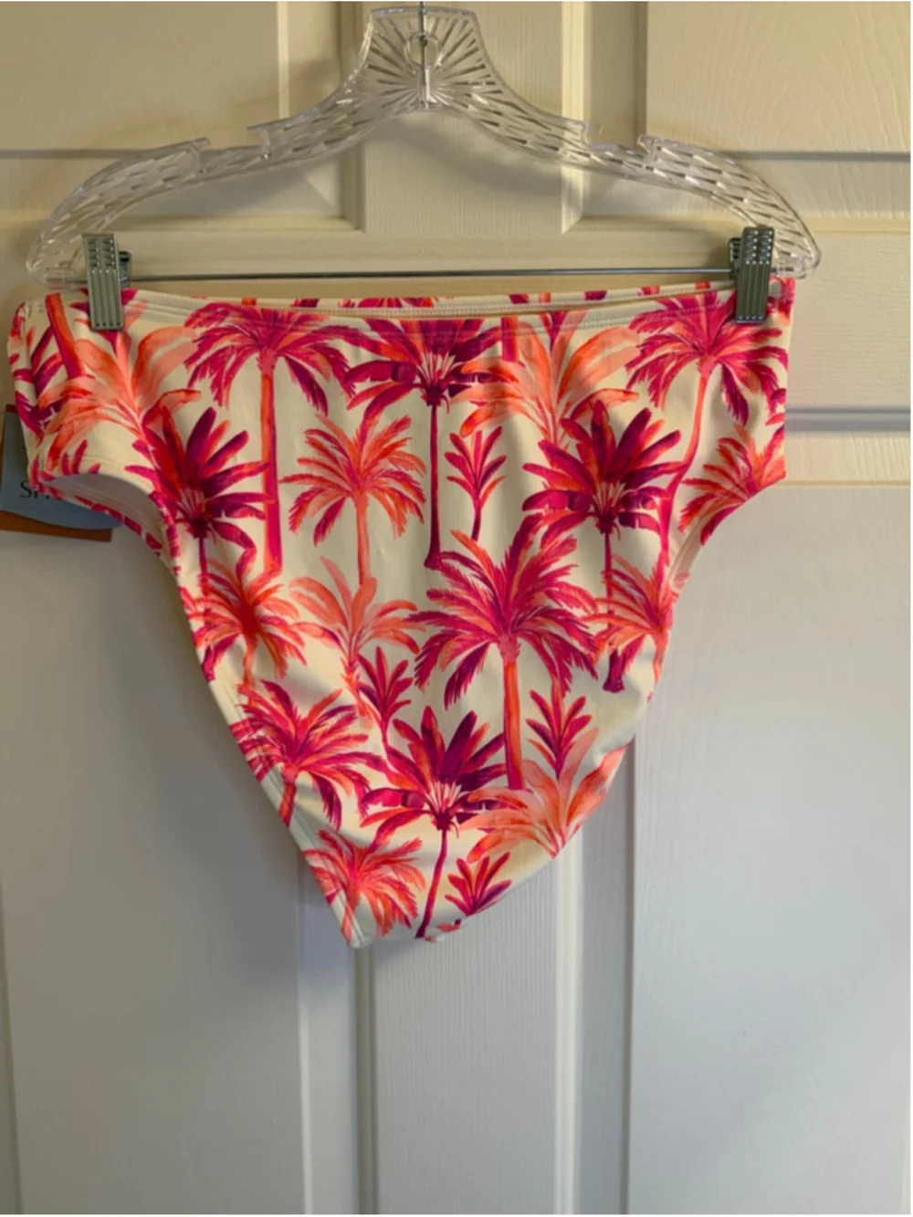 Shade & Shore Palm Print High Waist High Leg Cheeky Bikini Bottom XL NWT